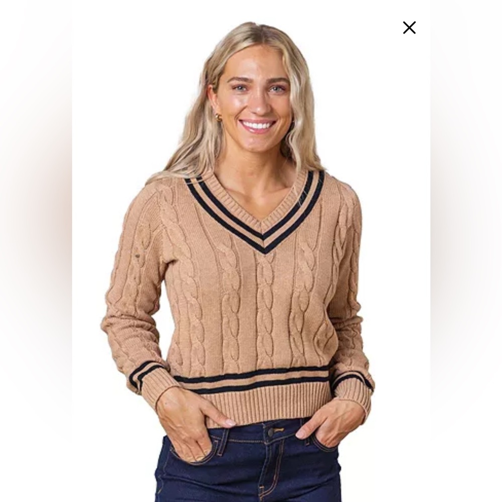 NWT Hope & Henry Organic Cotton V Neck Cricket Preppy Sweater Size Small